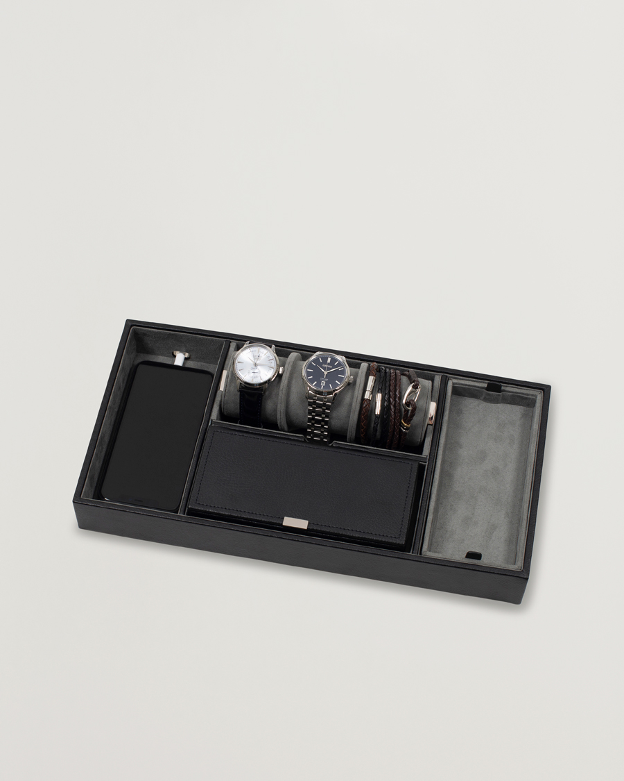 Herre | Ur opbevaring | WOLF | Howard Valet Tray with Cuff Black/Grey Pebble