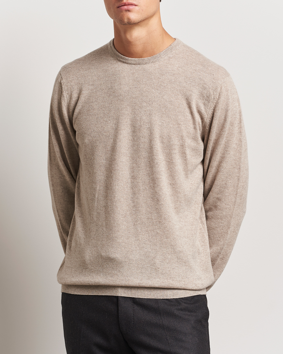 Herre | Trøjer | Piacenza Cashmere | Cashmere Crew Neck Sweater Beige