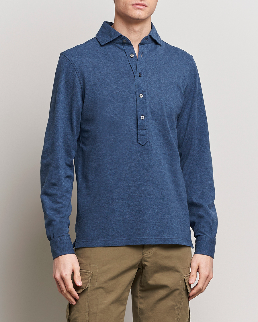 Herre | 20% udsalg | Gran Sasso | Popover Shirt Blue