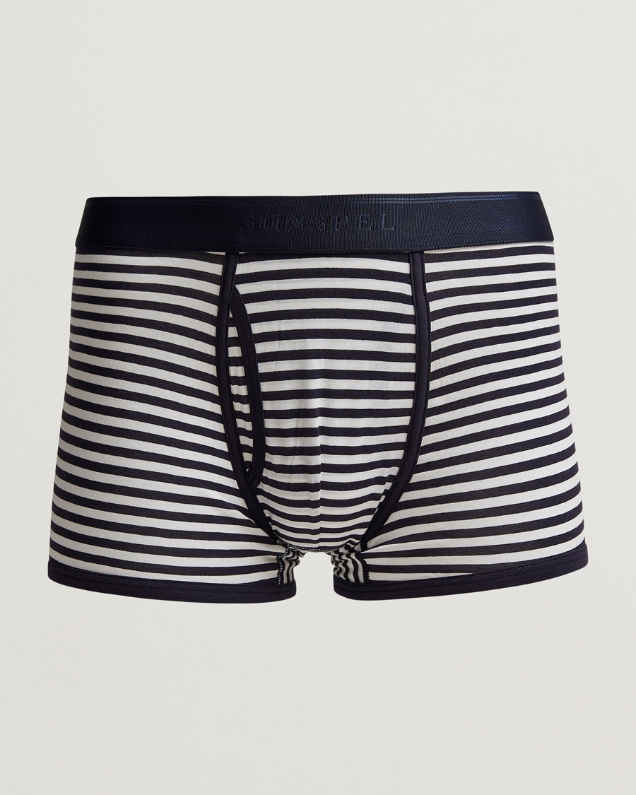 Herre | Undertøj | Sunspel | Superfine Two Button Cotton Navy/White