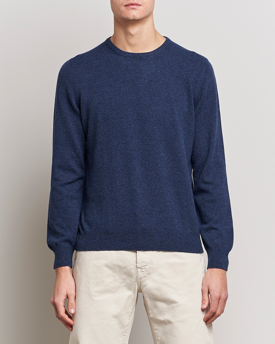 Herre |  | Gran Sasso | Wool/Cashmere Crew Neck Navy Melange