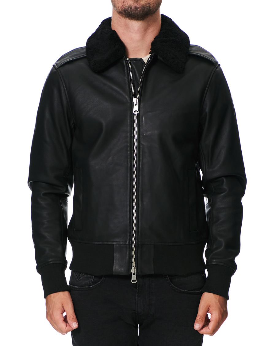 J.Lindeberg Tarrel Shearling Leather Jacket Black CareOfCarl