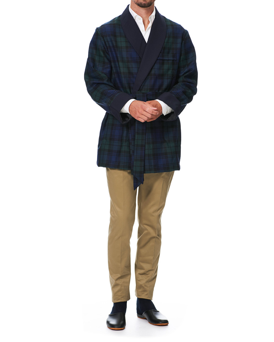 Herre | Pyjamas & Morgenkåber | Derek Rose | Wool Tartan Smoking Jacket Blackwatch