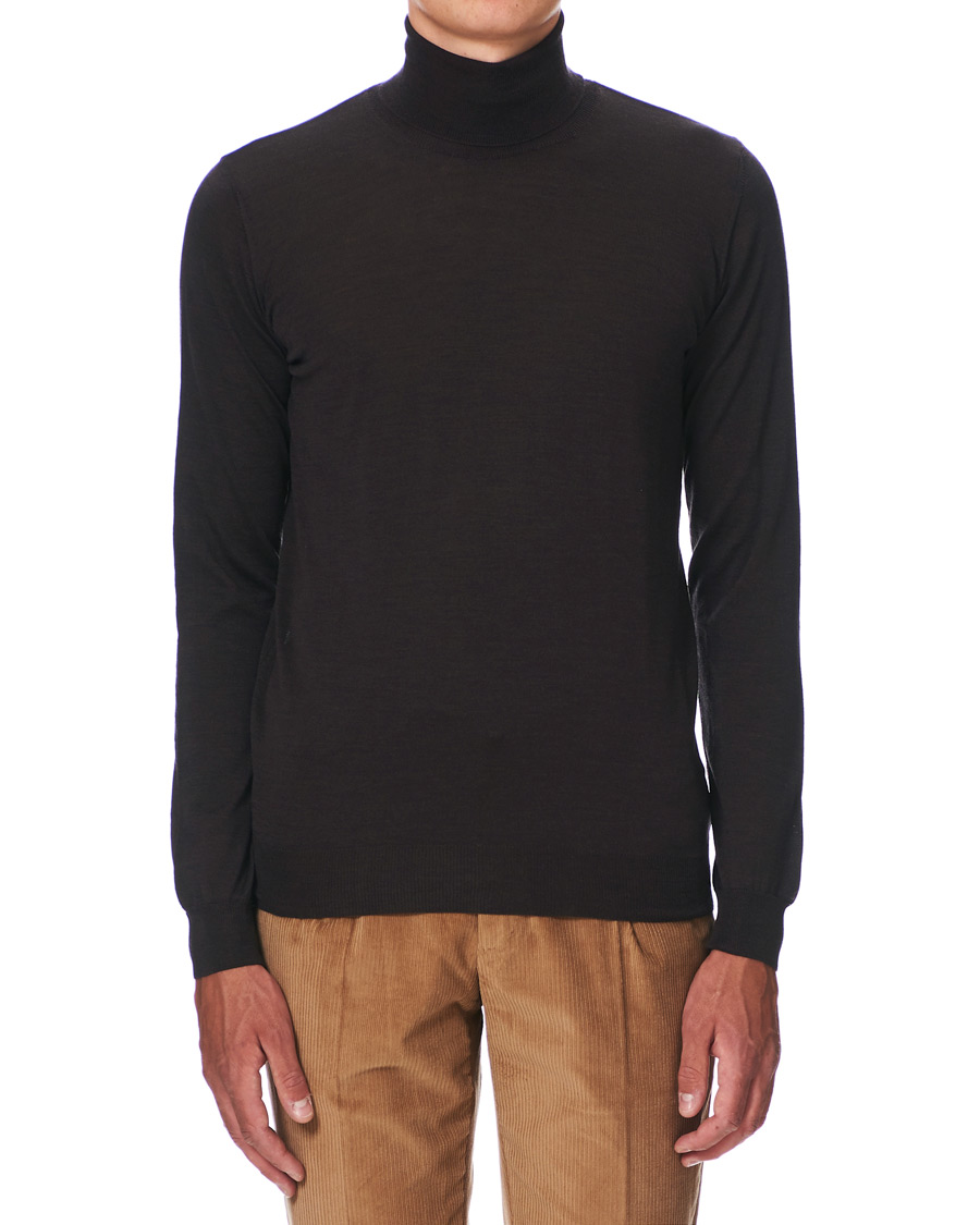 Herre | Trøjer | Oscar Jacobson | Cole Extra Fine Merino Rollneck Brown