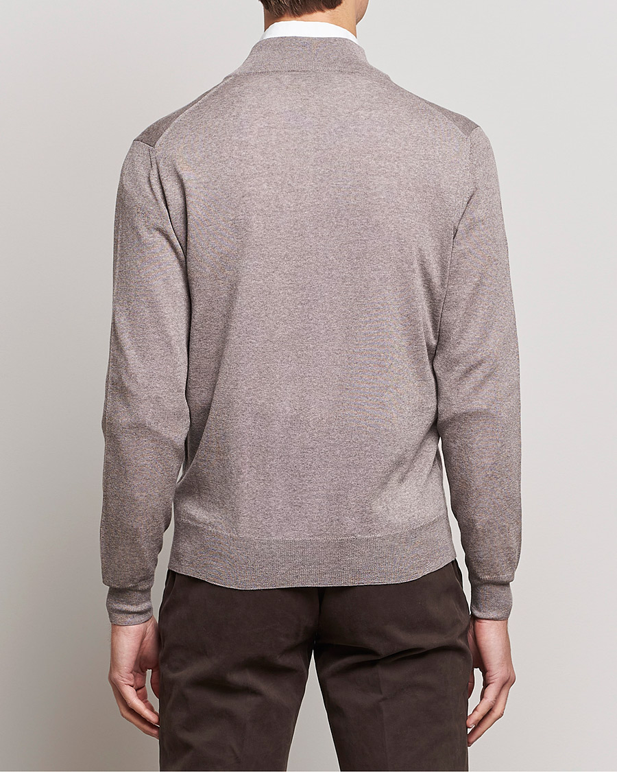 Herre | Trøjer | Canali | Merino Wool Full Zip Beige