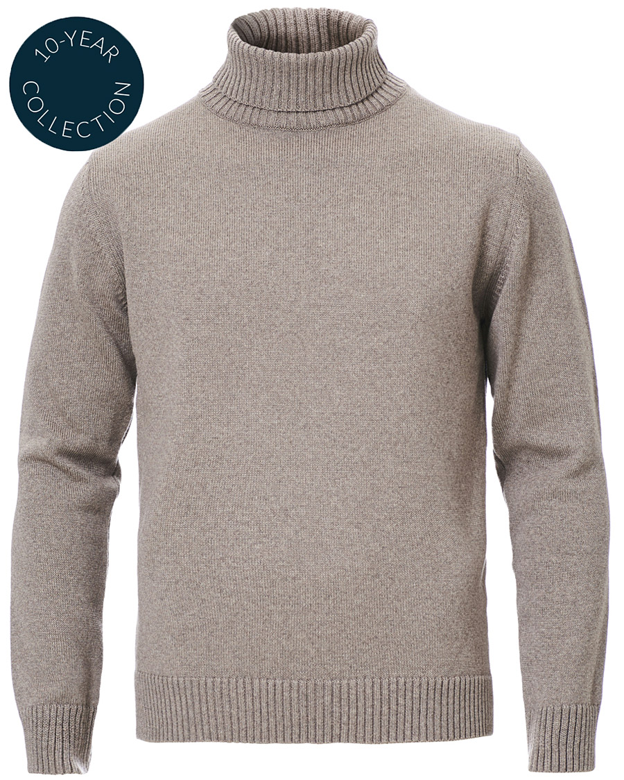 Herre | Trøjer | Stenströms | Heavy Knitted Merino Roll Neck Mud Brown