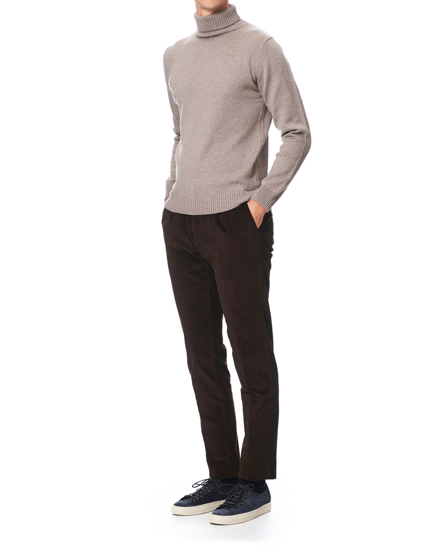 Herre | Trøjer | Stenströms | Heavy Knitted Merino Roll Neck Mud Brown