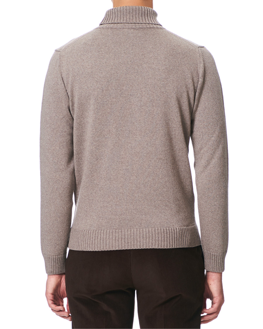 Herre | Trøjer | Stenströms | Heavy Knitted Merino Roll Neck Mud Brown