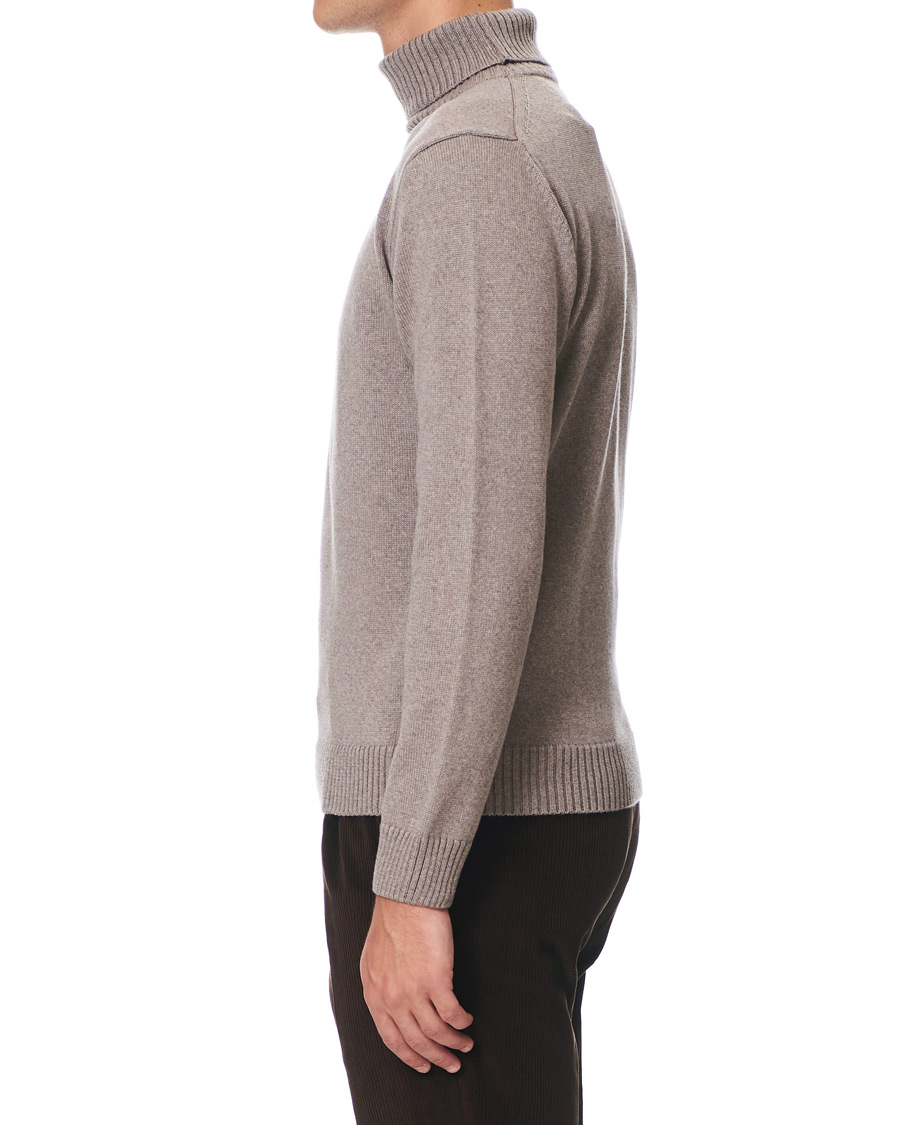 Herre | Trøjer | Stenströms | Heavy Knitted Merino Roll Neck Mud Brown