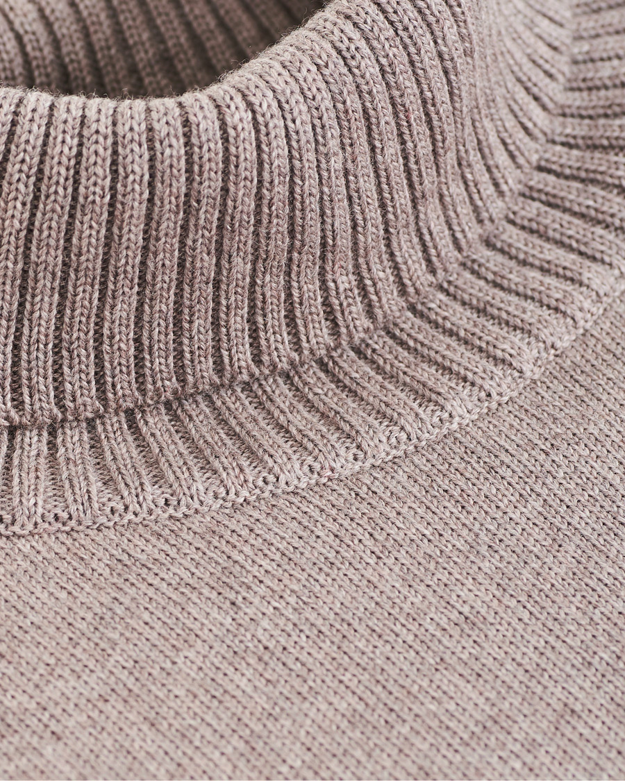 Herre | Trøjer | Stenströms | Heavy Knitted Merino Roll Neck Mud Brown