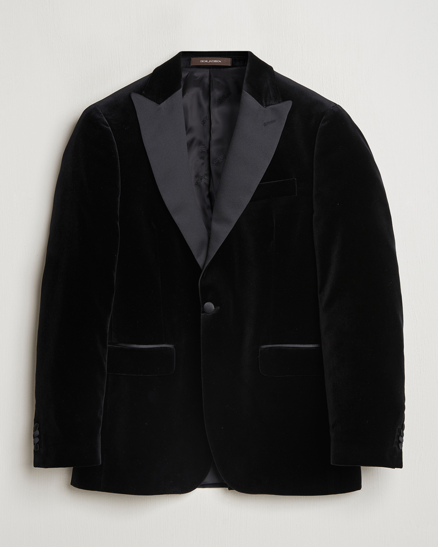 Herre | Blazere & jakker | Oscar Jacobson | Frampton Velvet Tuxedo Blazer Black