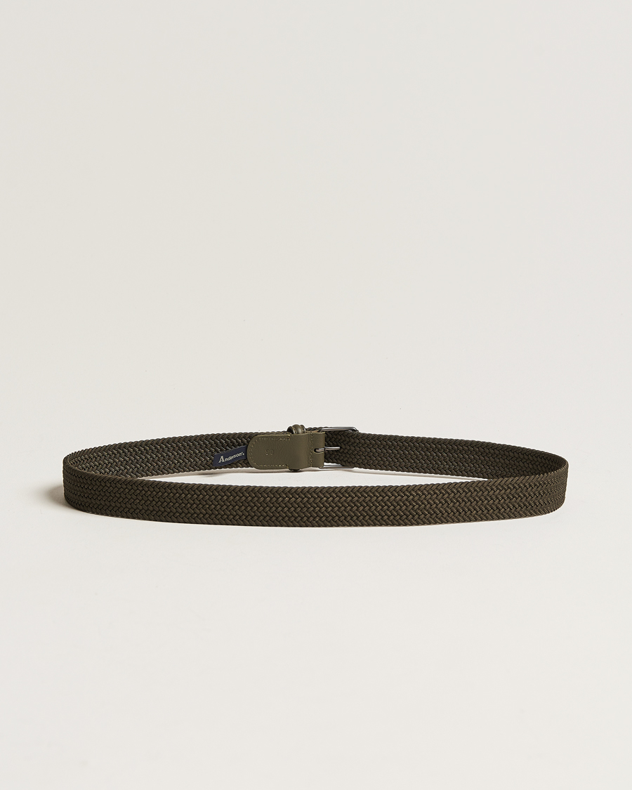 Herre | Flettede bælter | Anderson\'s | Elastic Woven 3 cm Belt Military Green