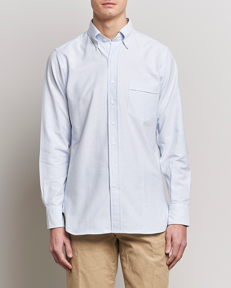 Herre | Tøj | Drake\'s | Striped Oxford Button Down Shirt Blue/White