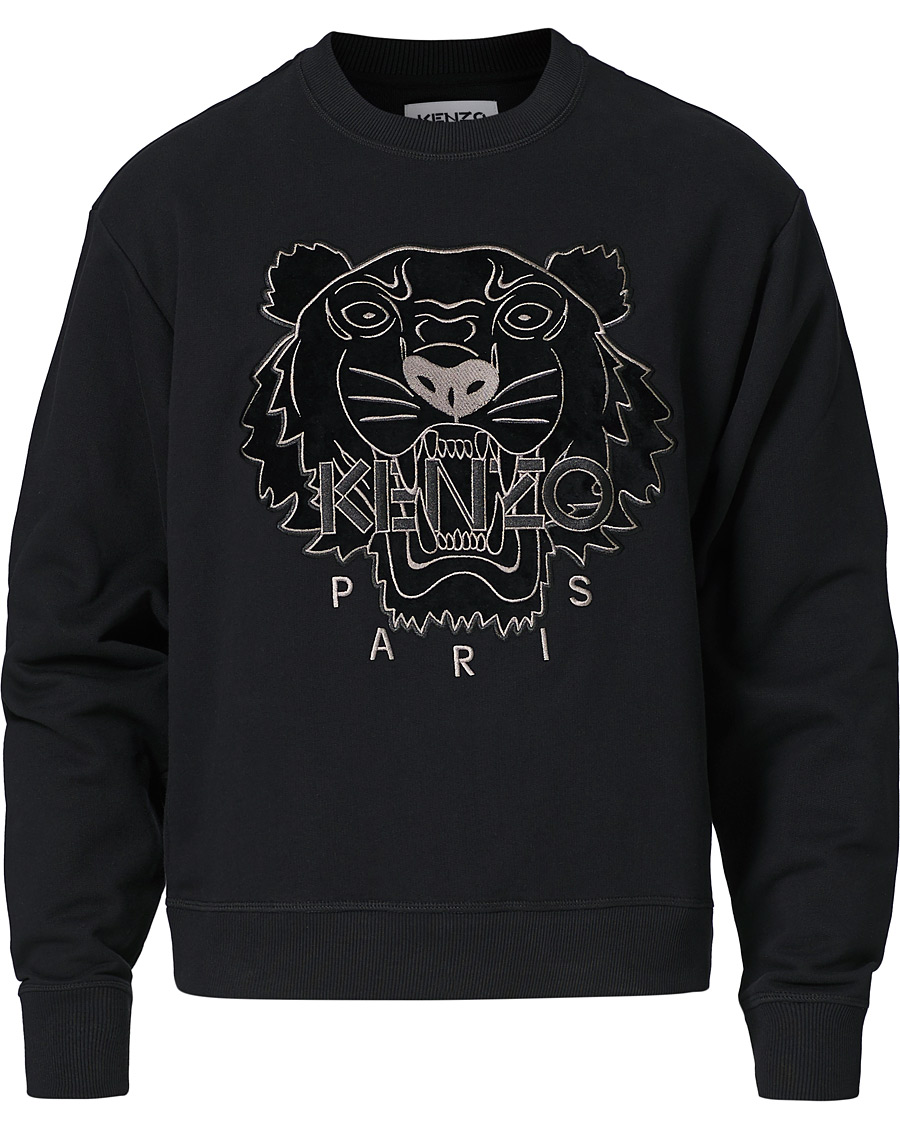 KENZO Velvet Tiger Head Crew Neck Sweatshirt Black CareOfCarl