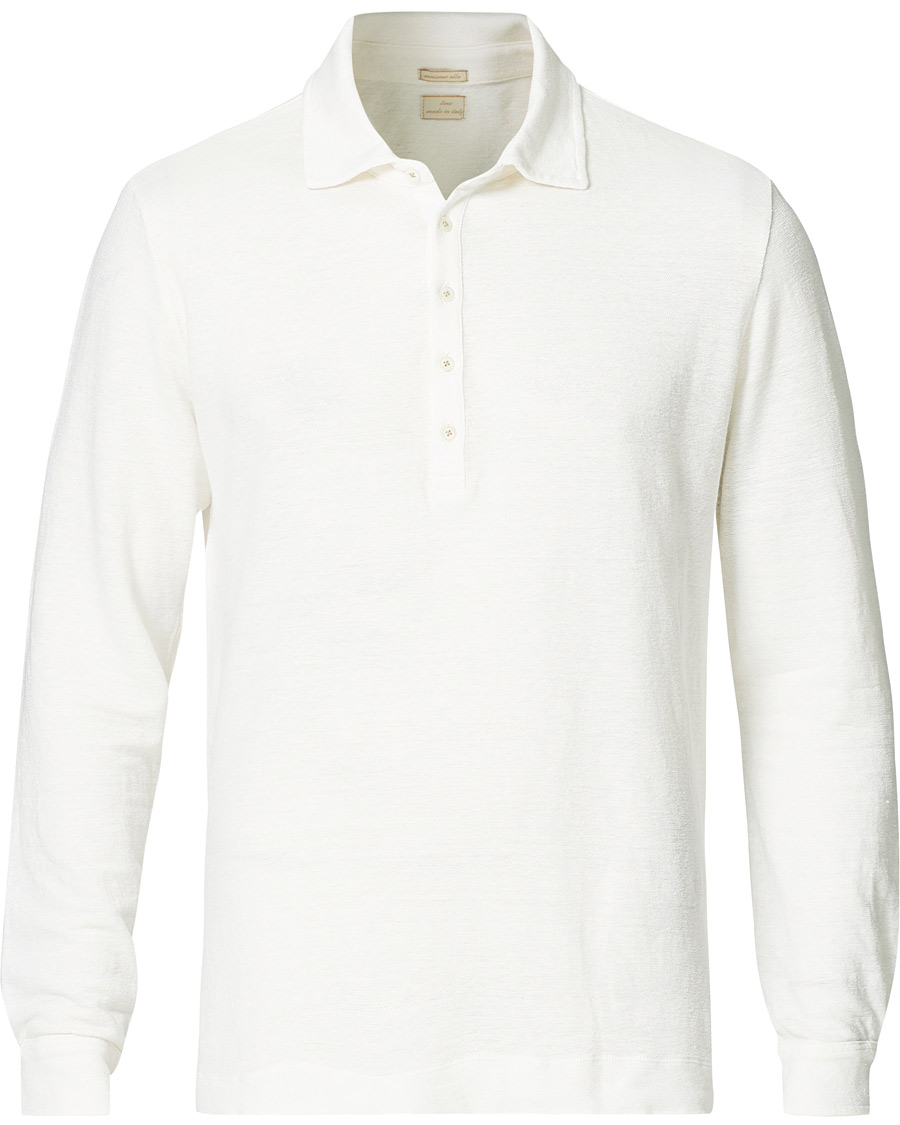 Herre | Trøjer | Massimo Alba | Raya Linen Piquet Long Sleeve Polo White