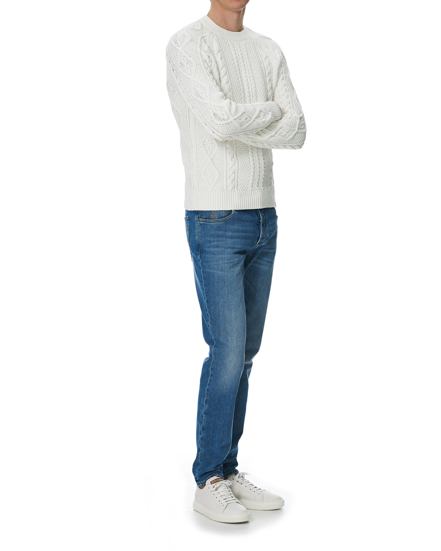 Herre | Trøjer | Brunello Cucinelli | Cotton Aran Cable Sweater Off White