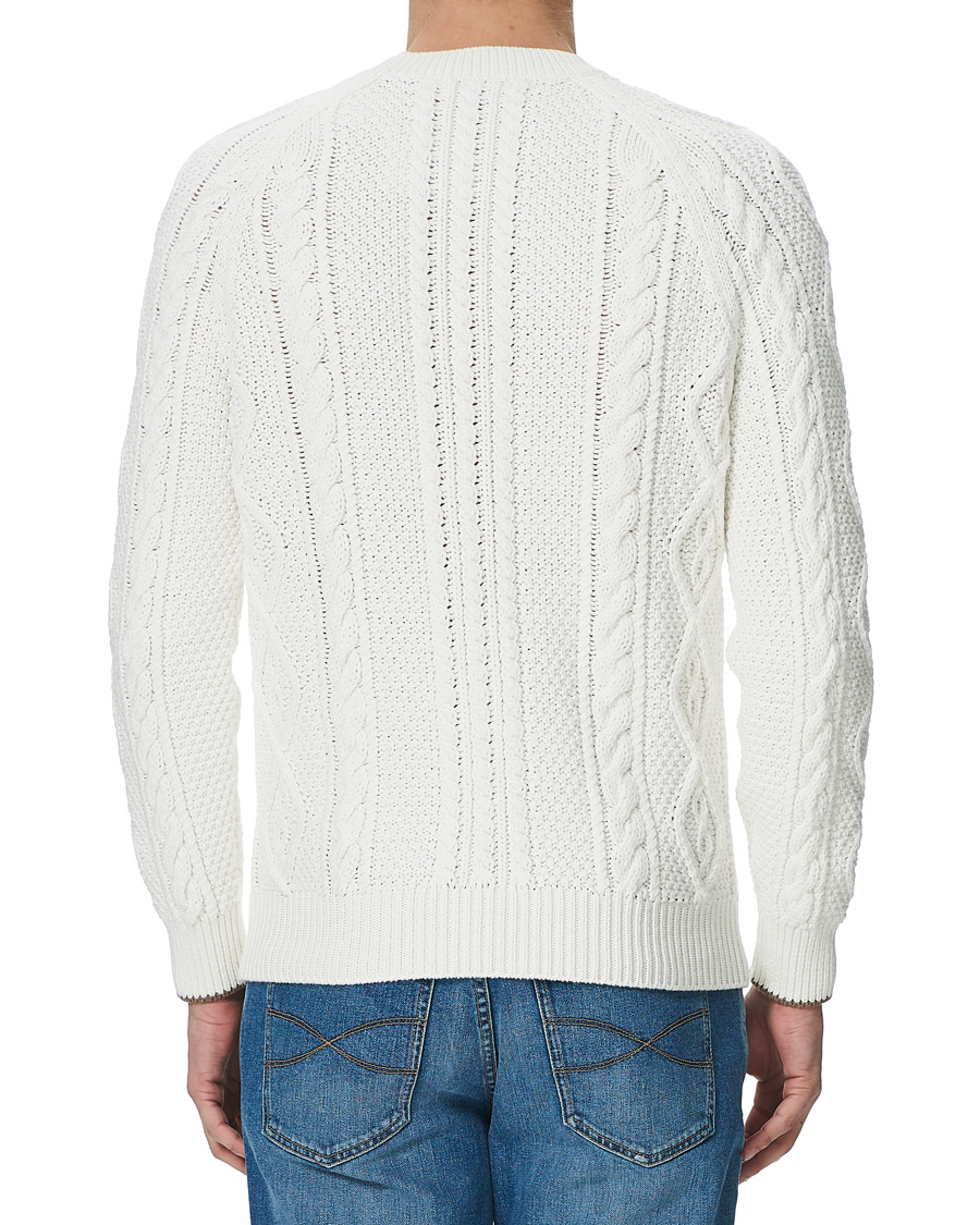 Herre | Trøjer | Brunello Cucinelli | Cotton Aran Cable Sweater Off White