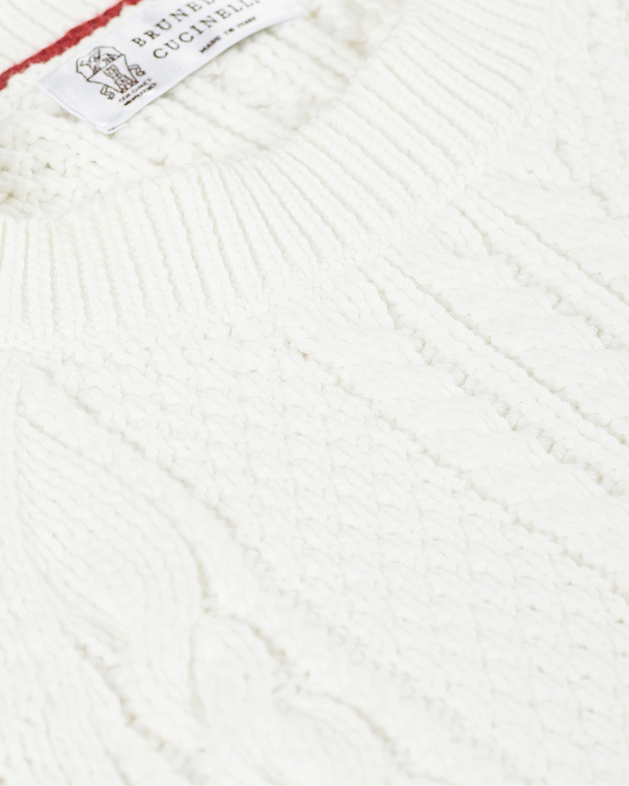 Herre | Trøjer | Brunello Cucinelli | Cotton Aran Cable Sweater Off White