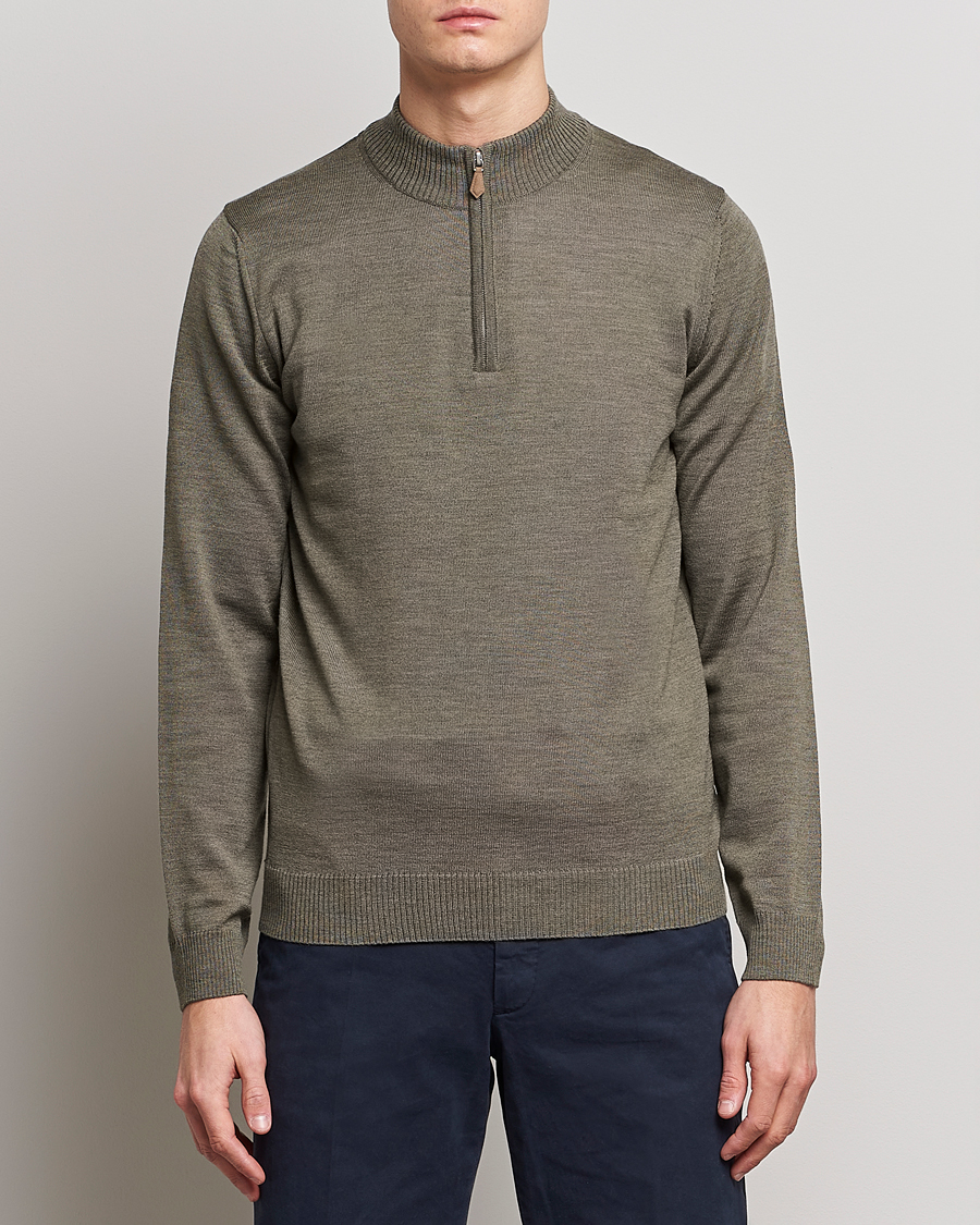 Herre |  | Stenströms | Merino Wool Half Zip Olive