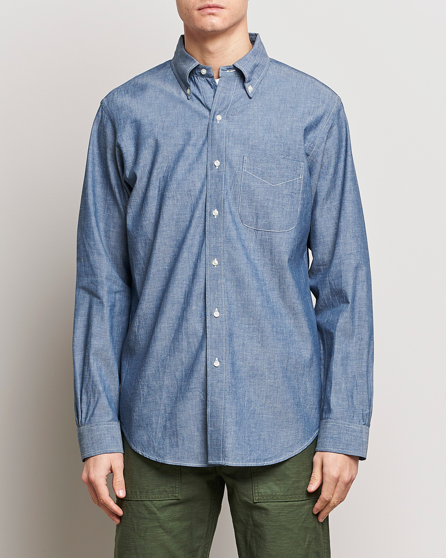 Herre | Denimskjorter | orSlow | Denim Button Down Shirt Light Blue