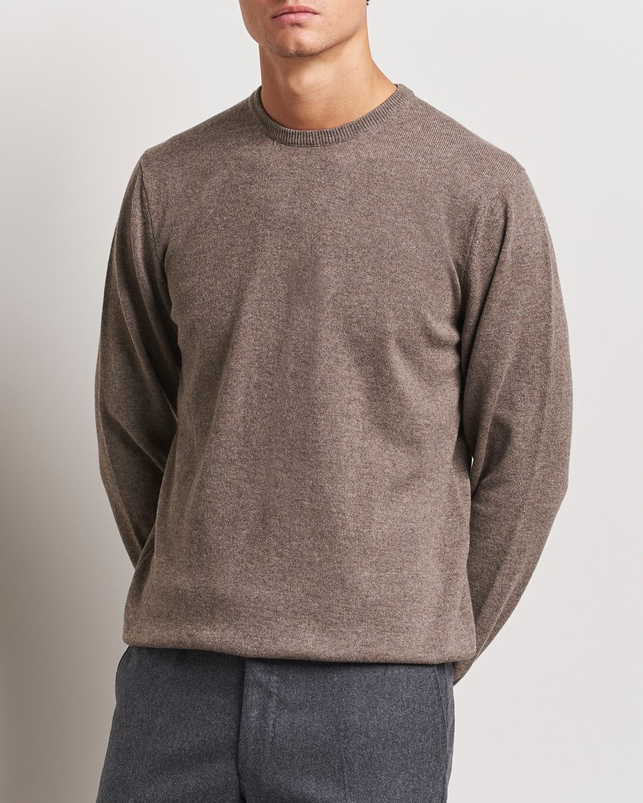 Herre | Trøjer | Piacenza Cashmere | Cashmere Crew Neck Sweater Brown