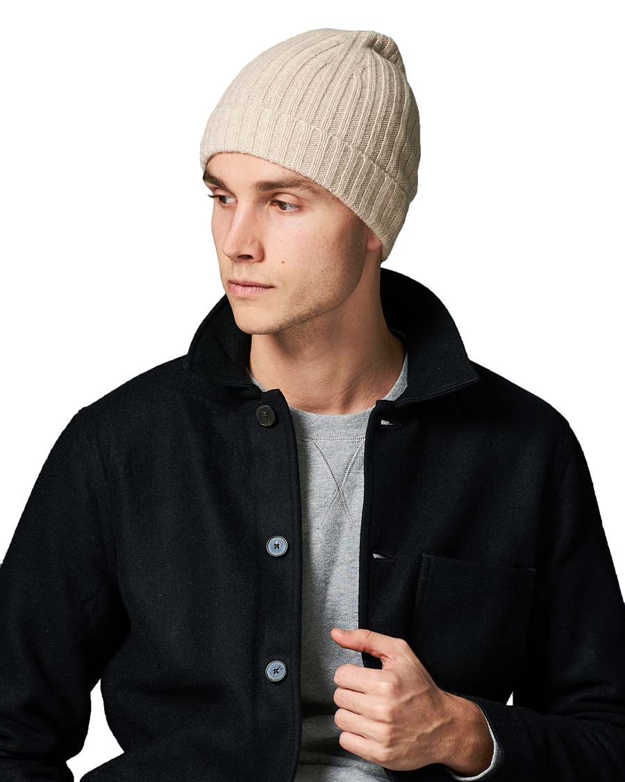 Herre | Stenströms Ribbed Cashmere Hat Beige | Stenströms | Ribbed Cashmere Hat Beige