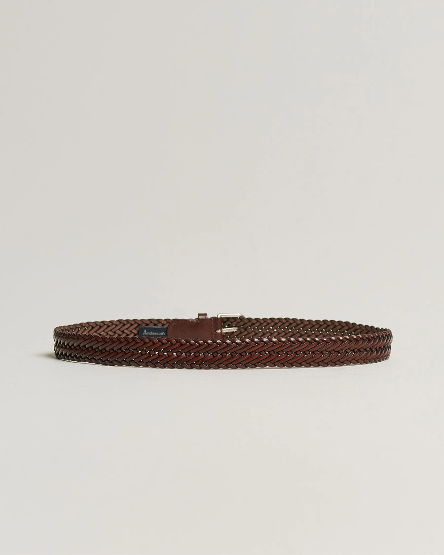 Herre | Flettede bælter | Anderson\'s | Woven Leather Belt 3 cm Cognac