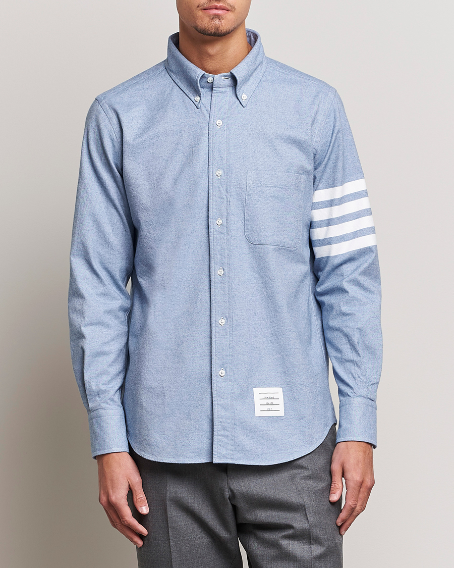 Herre | Flannelskjorter | Thom Browne | 4-Bar Flannel Shirt Light Blue
