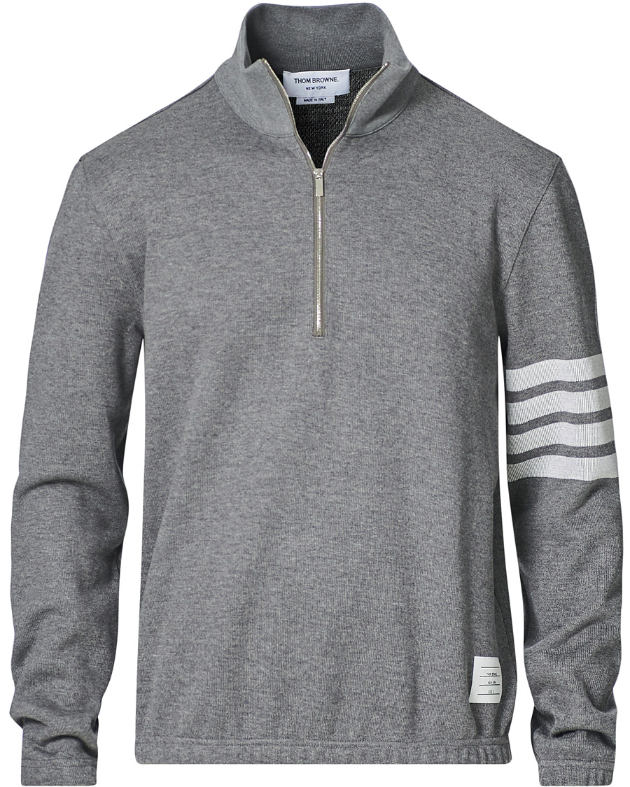 Herre | Trøjer | Thom Browne | Funnel Neck Half Zip Sweater Medium Grey