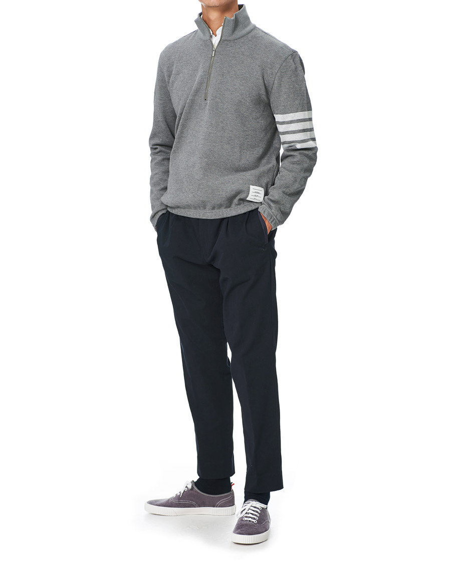 Herre | Trøjer | Thom Browne | Funnel Neck Half Zip Sweater Medium Grey