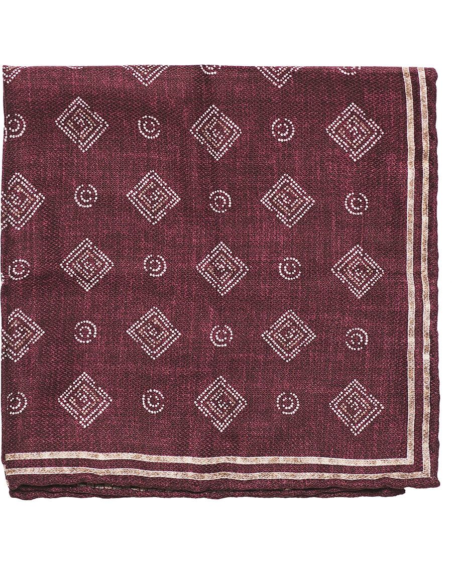 Herre | Brunello Cucinelli Micro Pattern Silk Pocket Square Burgundy | Brunello Cucinelli | Micro Pattern Silk Pocket Square Burgundy