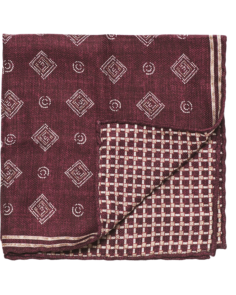 Herre | Brunello Cucinelli Micro Pattern Silk Pocket Square Burgundy | Brunello Cucinelli | Micro Pattern Silk Pocket Square Burgundy