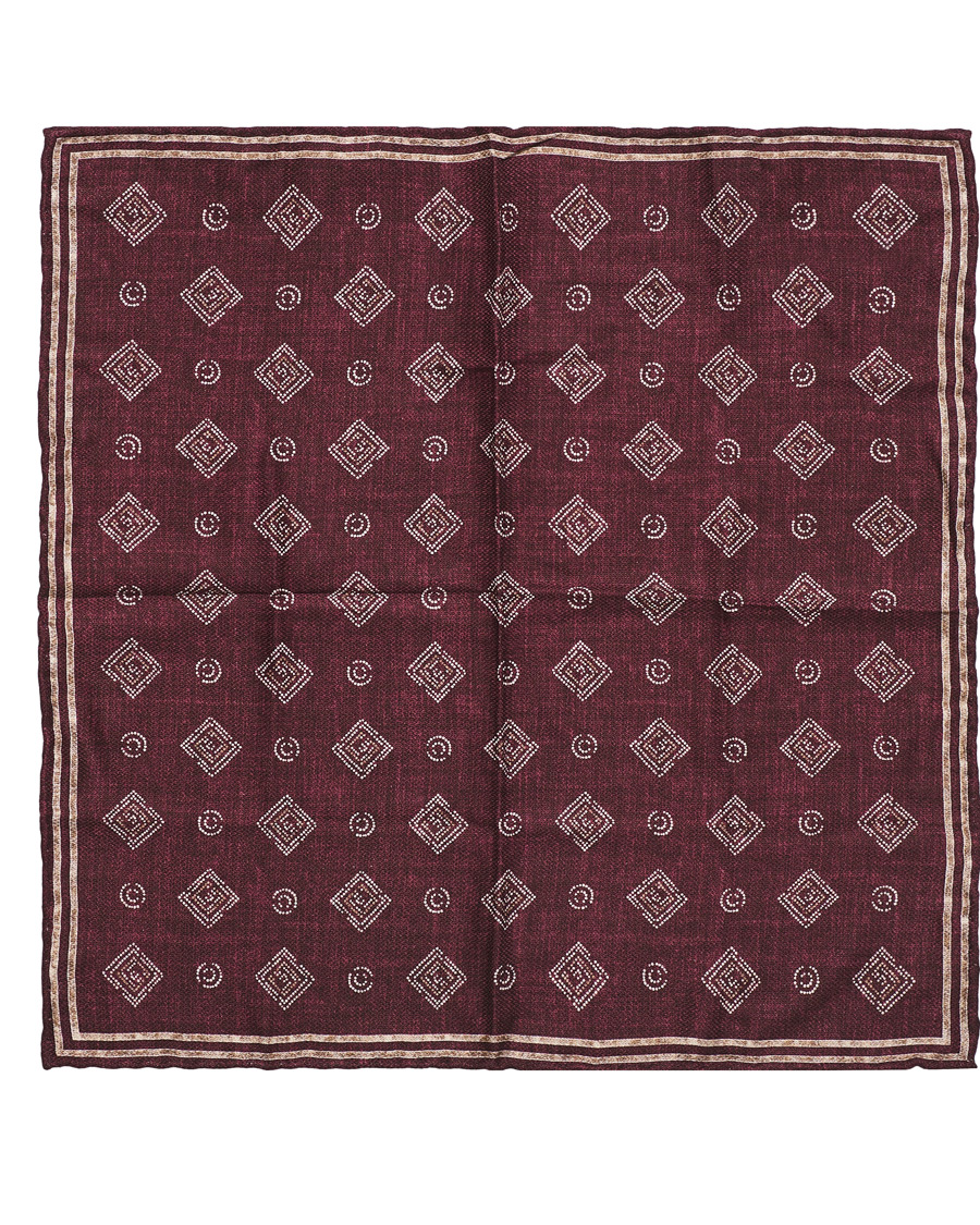 Herre | Brunello Cucinelli Micro Pattern Silk Pocket Square Burgundy | Brunello Cucinelli | Micro Pattern Silk Pocket Square Burgundy