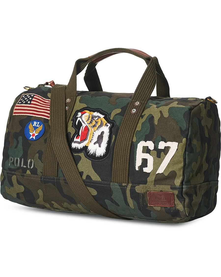 patchwork camo canvas duffel