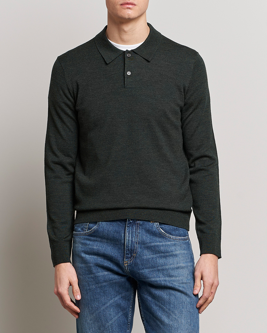 Herre | Morris | Morris | Merino Polo Knit Dark Green