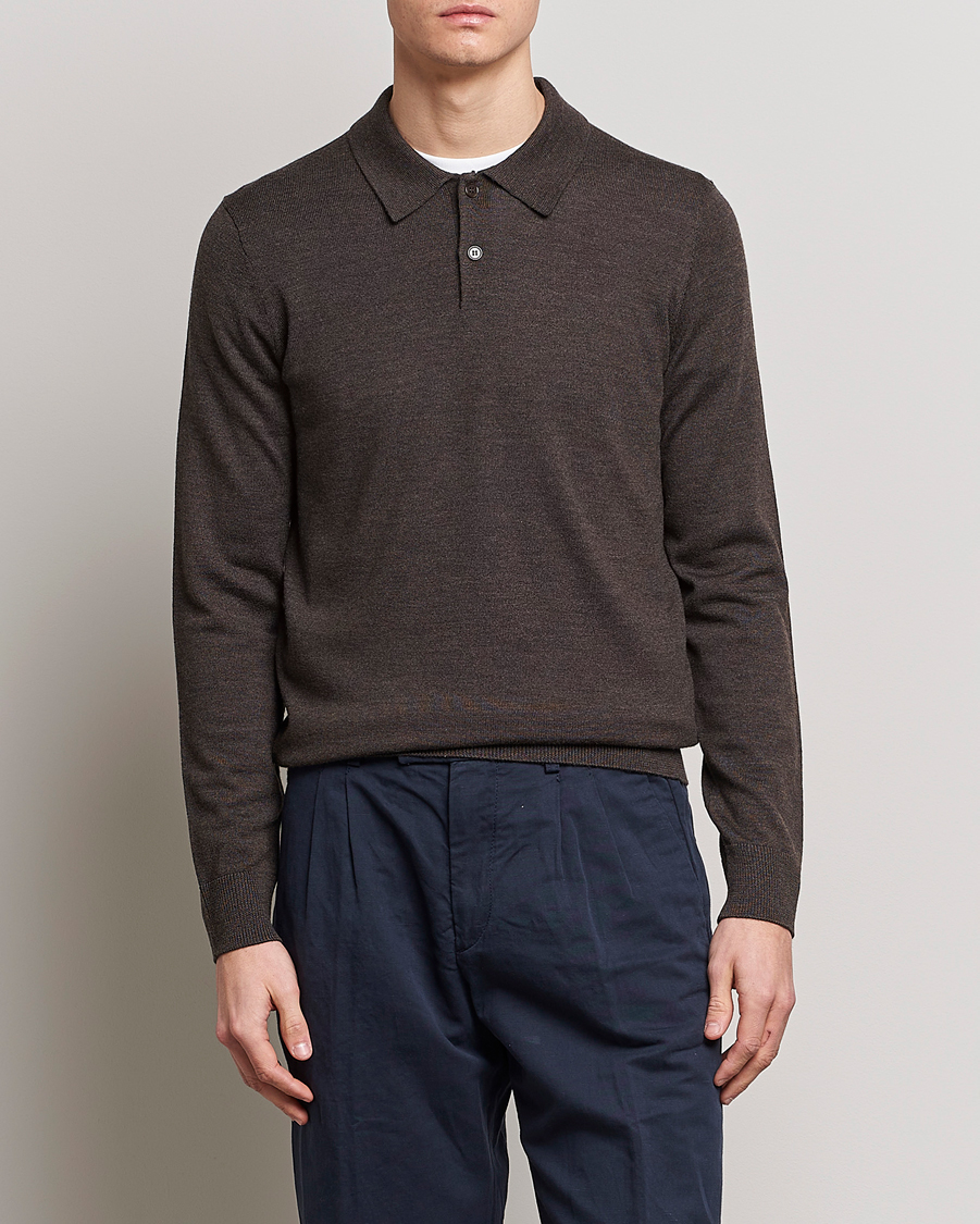 Herre | Morris | Morris | Merino Polo Knit Brown