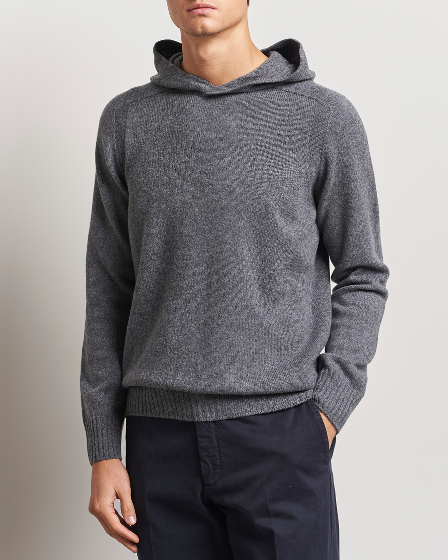 Herre |  | Gran Sasso | Wool Hoodie Grey Melange