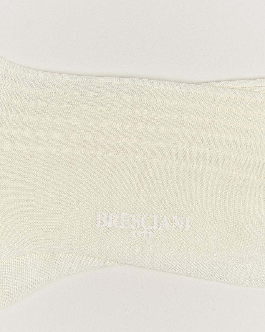 Herre | Strømper | Bresciani | Wool/Nylon Ribbed Short Socks White