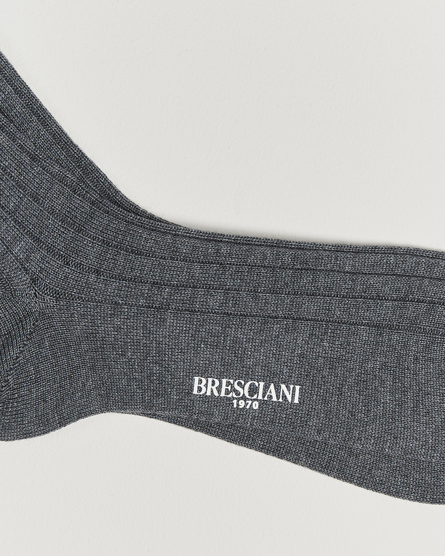 Herre |  | Bresciani | Wool/Nylon Heavy Ribbed Socks Grey