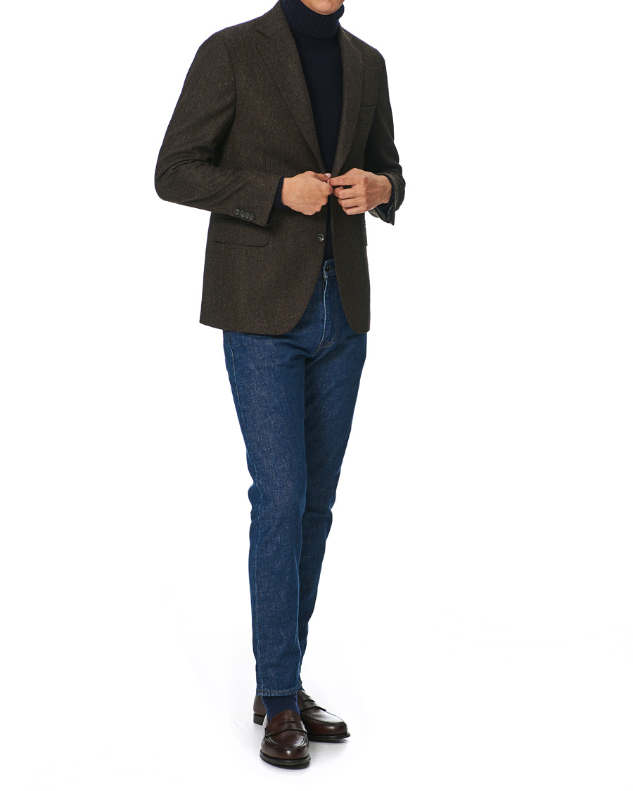 Herre | Blazere & jakker | Oscar Jacobson | Fogerty Moon Herringbone Tweed Blazer Brown