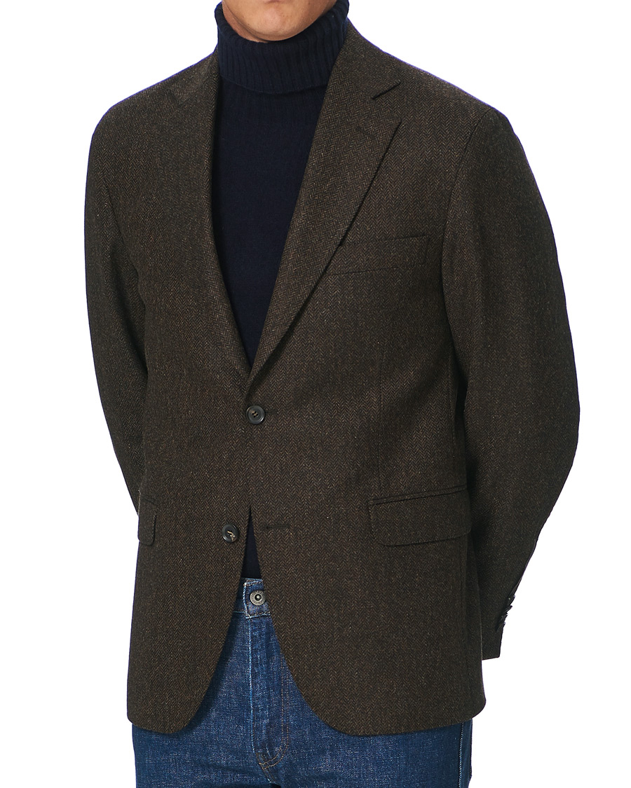 Herre | Blazere & jakker | Oscar Jacobson | Fogerty Moon Herringbone Tweed Blazer Brown