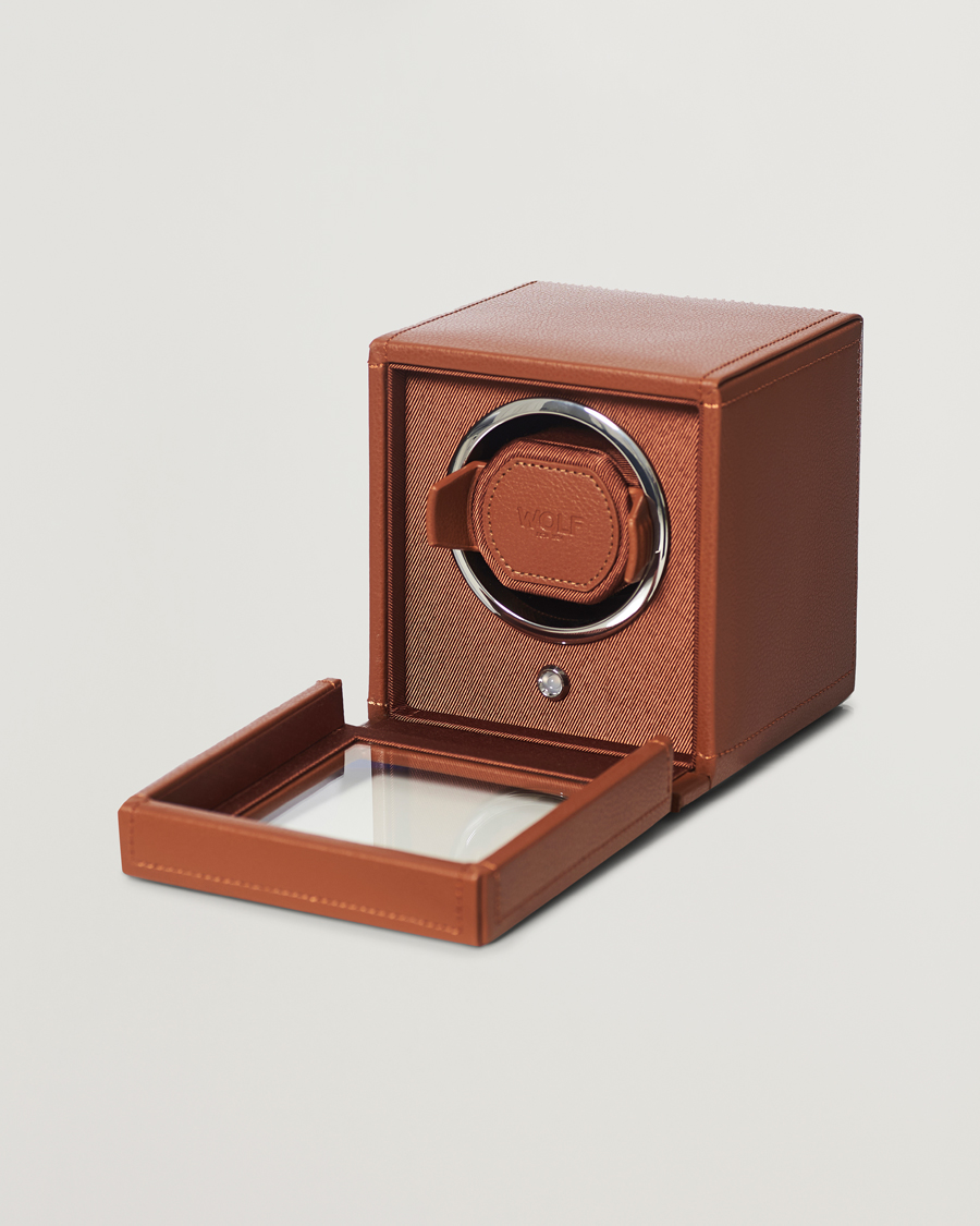 Herre | Ure- & smykkeæsker | WOLF | Cub Single Winder With Cover Cognac