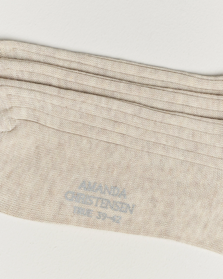 Herre | Undertøj | Amanda Christensen | 3-Pack True Cotton Ribbed Socks Sand Melange