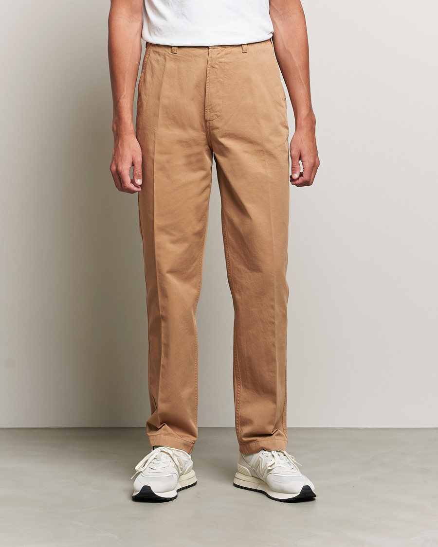 Herre | Drake's | Drake\'s | Flat Front Cotton Chino Brown