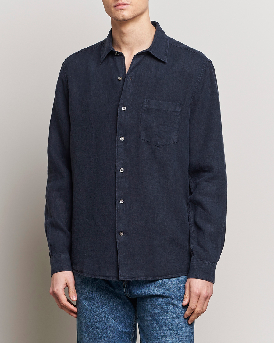 Herre | A Day's March | A Day\'s March | Abu Linen Shirt Navy