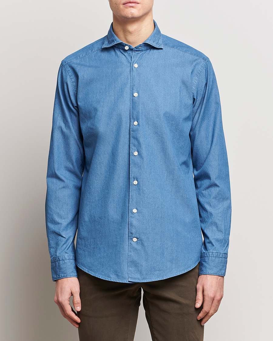 Herre | Skjorter | Eton | Lightweight Casual Fit Denim Shirt Blue