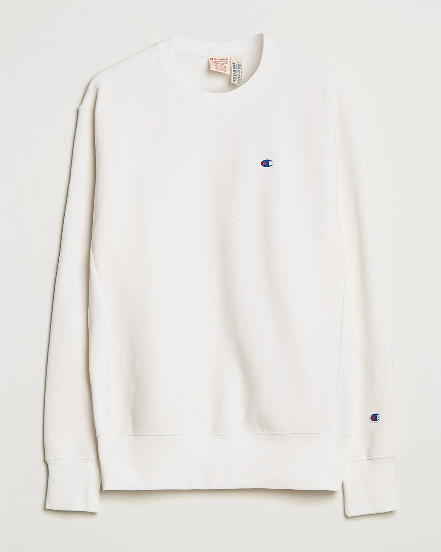 Champion Reverse Weave Fleece Sweatshirt White CareOfCarl.dk