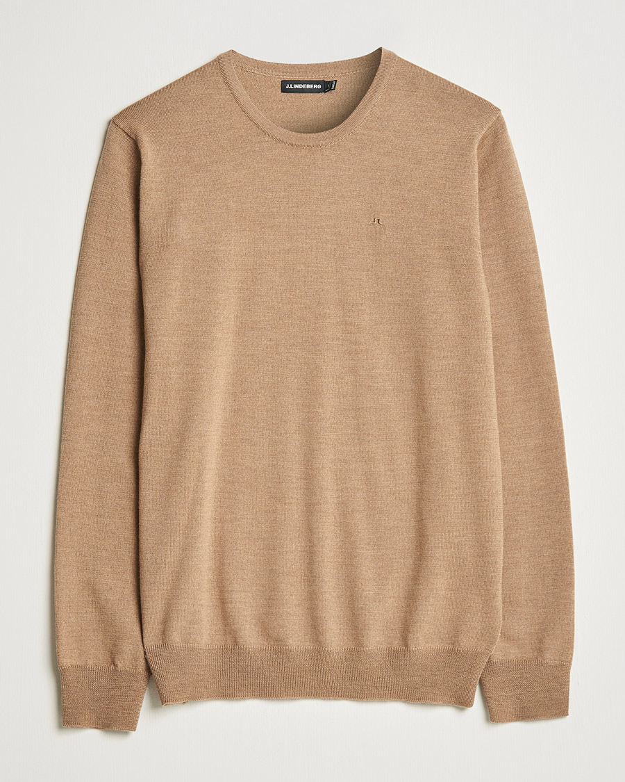 Herre | Trøjer | J.Lindeberg | Lyle True Merino Crew Neck Pullover Tiger Brown