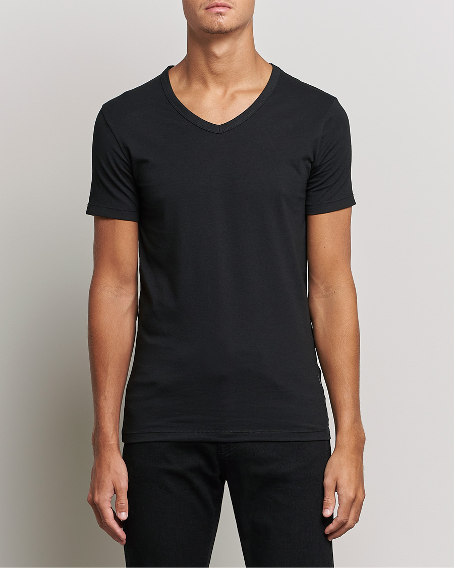 Herre | T-Shirts | BOSS BLACK | 2-Pack V-Neck Slim Fit T-Shirt Black