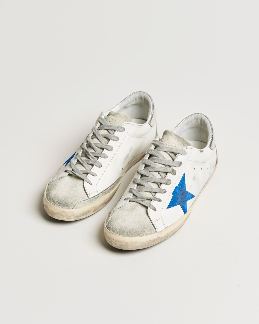 Golden Goose Deluxe Brand Super Star Sneakers White Electric Blue CareOfC